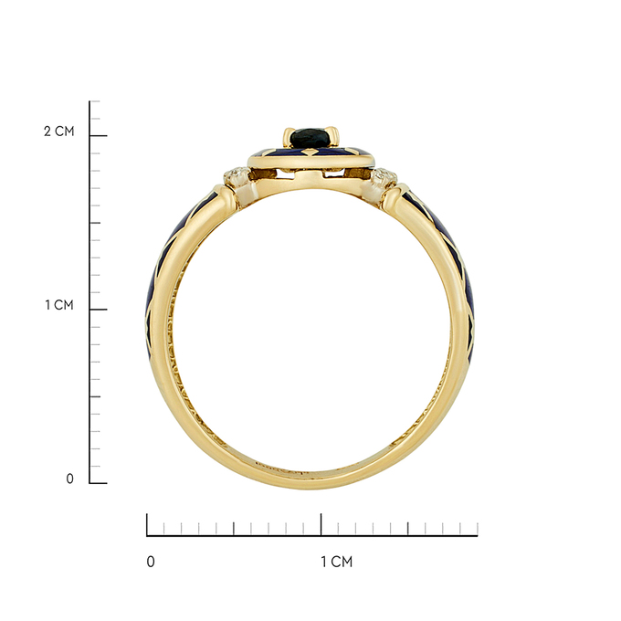 Кольцо из золота 585 пробы c сапфиром, бриллиантами и эмалью, Л 2412 5553 за 66320