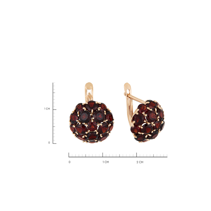 Серьги из золота 585 пробы c гранатами, Л 1614 5534 за 32800