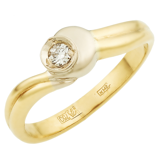 Кольцо из комбинированного золота 750 пробы c 1 бриллиантом, Л48039349 за 21375
