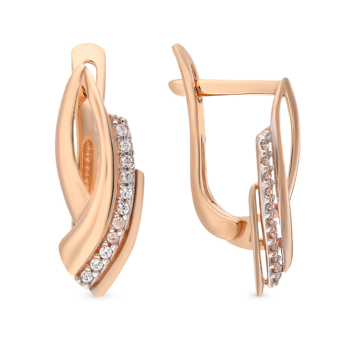 Серьги из золота 585 пробы c фианитами