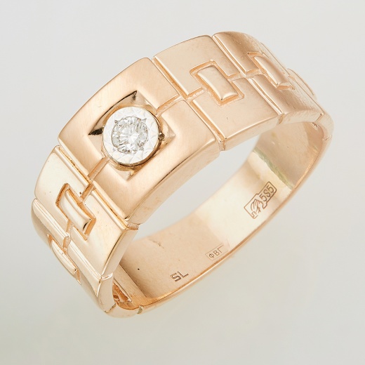 Кольцо из комбинированного золота 585 пробы c 1 бриллиантом Л39071234 фото 1