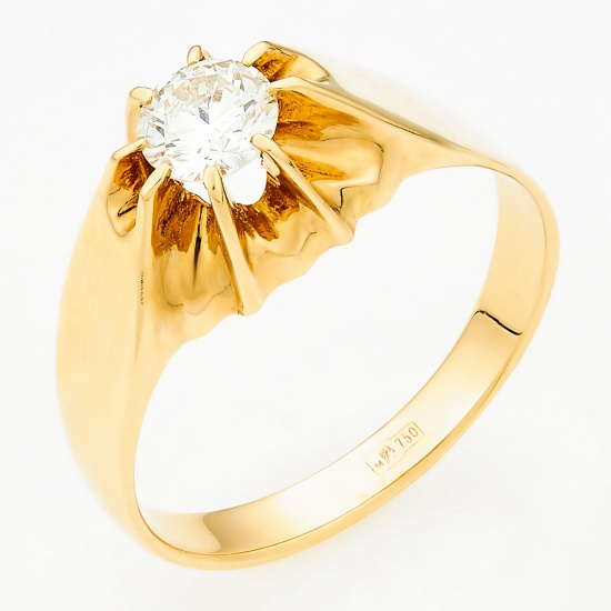 Кольцо из желтого золота 750 пробы c 1 бриллиантом, Л33071776 за 120760