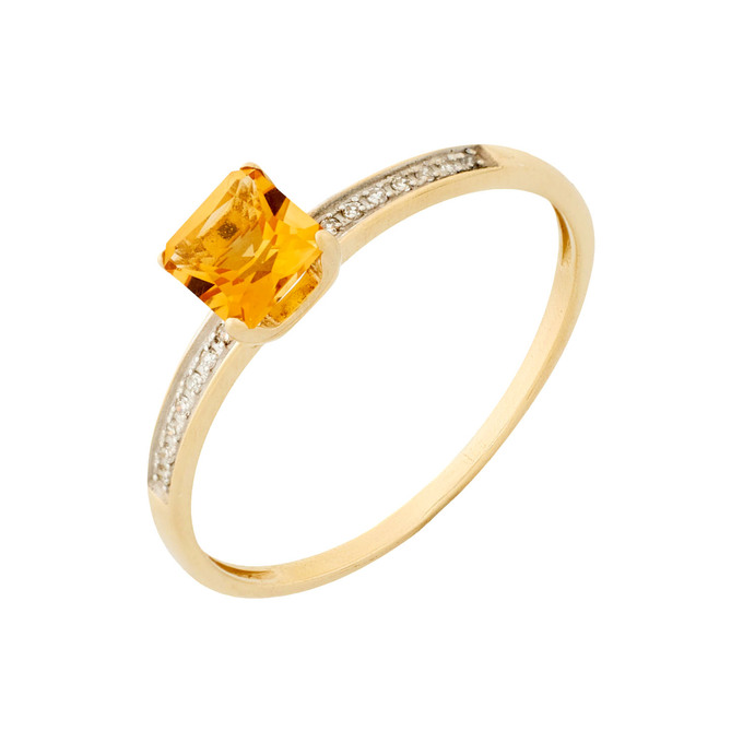 Кольцо из золота 585 пробы c цитрином и бриллиантами, Л 6002 5063 за 19600