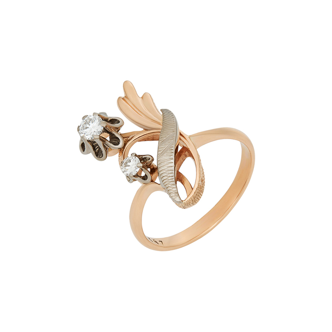 Кольцо из золота 585 пробы c бриллиантами