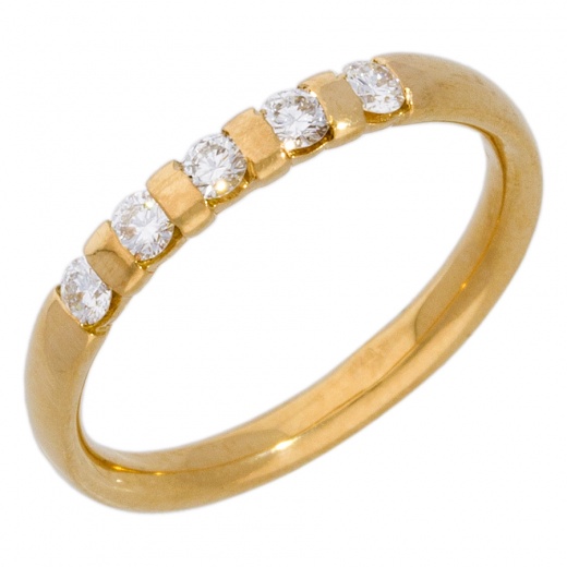 Кольцо обручальное из желтого золота 750 пробы c 5 бриллиантами 006994 фото 1