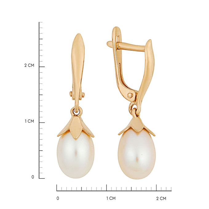 Серьги из золота 585 пробы c культивированным жемчугом, Ц О007 2948 за 34400