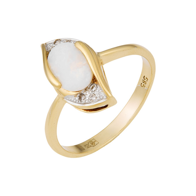 Кольцо из золота 585 пробы c бриллиантами и опалом, Л 6102 2085 за 29000