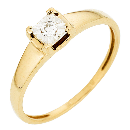 Кольцо из комбинированного золота 585 пробы c 1 бриллиантом, Л29123809 за 9600