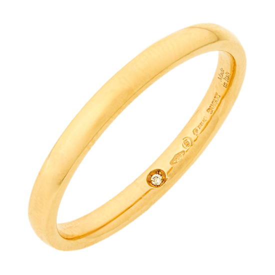 Кольцо обручальное из желтого золота 750 пробы c 1 бриллиантом