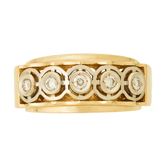 Кольцо из комбинированного золота 585 пробы c 5 бриллиантами, Л49018511 за 71920