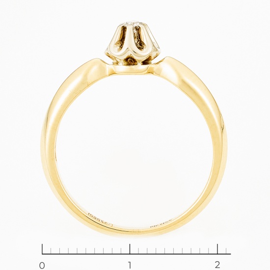 Кольцо из комбинированного золота 585 пробы c 1 бриллиантом, Л54048766 за 14250