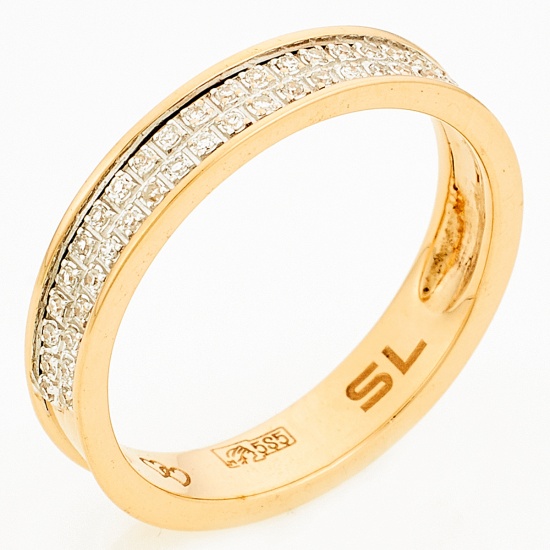 Кольцо из комбинированного золота 585 пробы c 56 бриллиантами, Л04079131 за 13500