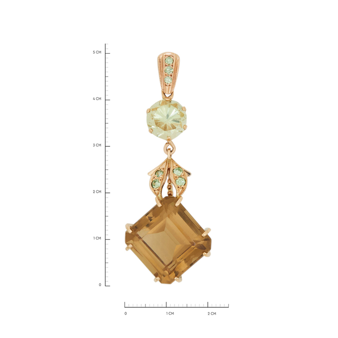 Подвеска из золота 583 пробы c цитрином, бериллом и тсаворитами, Л 1811 9277 за 60000