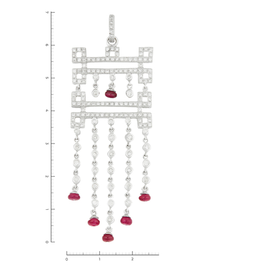 Подвеска из белого золота 750 пробы c 152 бриллиантами и 6 рубинами, Л28103051 за 127800