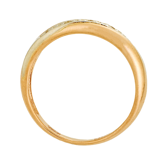 Кольцо из комбинированного золота 585 пробы c 5 бриллиантами, Л30133079 за 13750