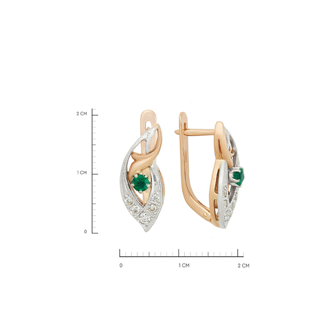 Серьги из золота 585 пробы c изумрудами и бриллиантами, К 0000 3530 за 72400
