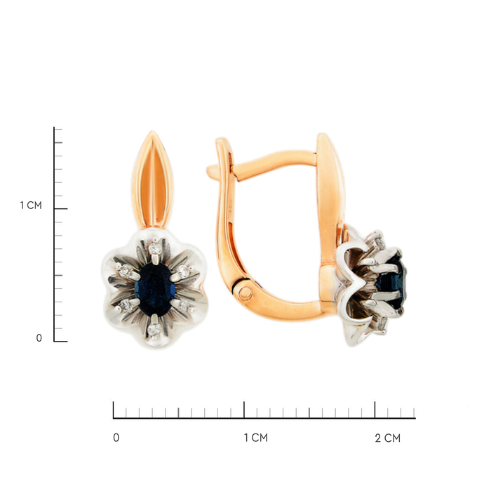 Серьги из золота 585 пробы c сапфирами и бриллиантами, Ц О007 1708 за 61200