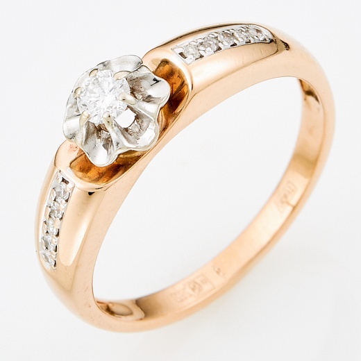 Кольцо из комбинированного золота 585 пробы c 11 бриллиантами Л57025087 фото 1