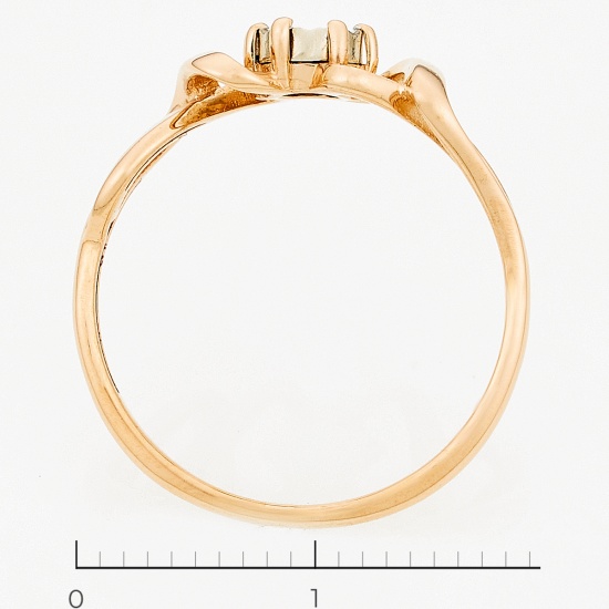 Кольцо из комбинированного золота 585 пробы c 1 бриллиантом, Л05134932 за 8700