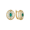 Серьги из золота 585 пробы c бриллиантами и синтетическими изумрудами