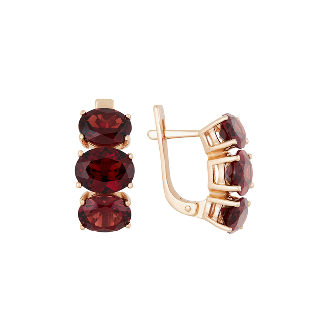 Серьги из золота 585 пробы c гранатами, Л 7303 0706 за 74560