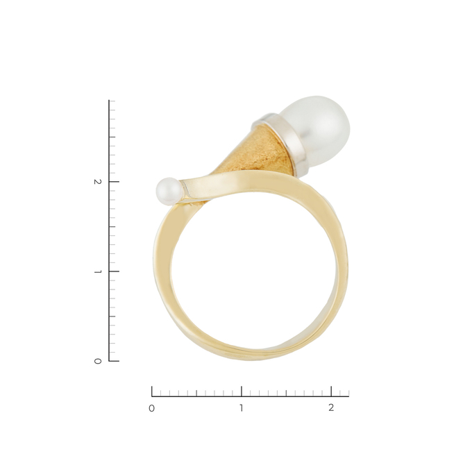 Кольцо из комбинированного золота 500 пробы c 2 культ. жемчугами, Л 2804 6779 за 27960