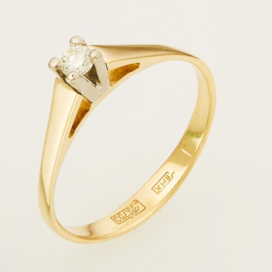 Кольцо из комбинированного золота 750 пробы c 1 бриллиантом, Л37045824 за 14750