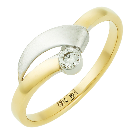 Кольцо из комбинированного золота 750 пробы c 1 бриллиантом, Л57030447 за 12600