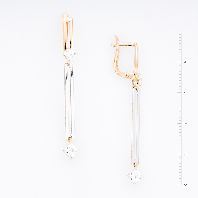 Серьги из золота 585 пробы c фианитами