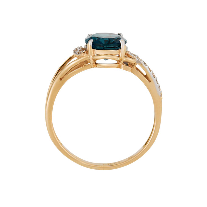 Кольцо из золота 585 пробы c топазом Лондон и фианитами, Л 5104 2346 за 24400