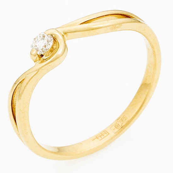 Кольцо из желтого золота 585 пробы c 1 бриллиантом