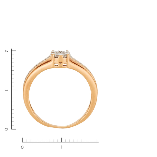 Кольцо из красного золота 585 пробы c 27 бриллиантами, Л19109435 за 24400