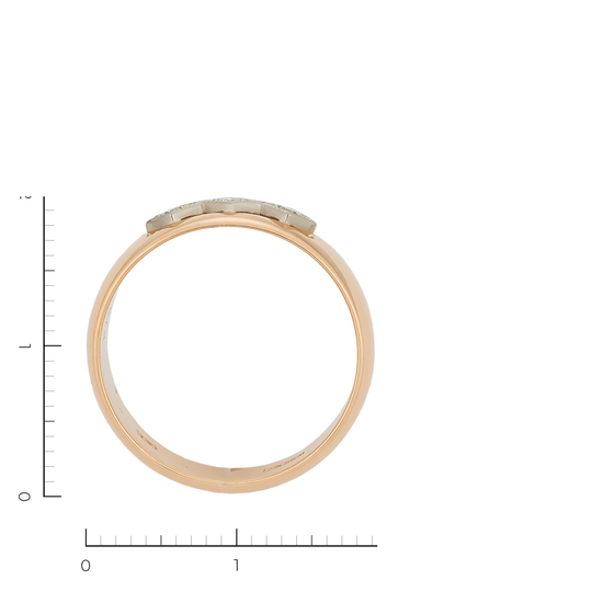 Кольцо из комбинированного золота 583 пробы c 3 бриллиантами, Л29125396 за 40720