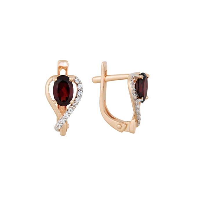 Серьги из золота 585 пробы c гранатами и фианитами, Л 1911 6152 за 20960