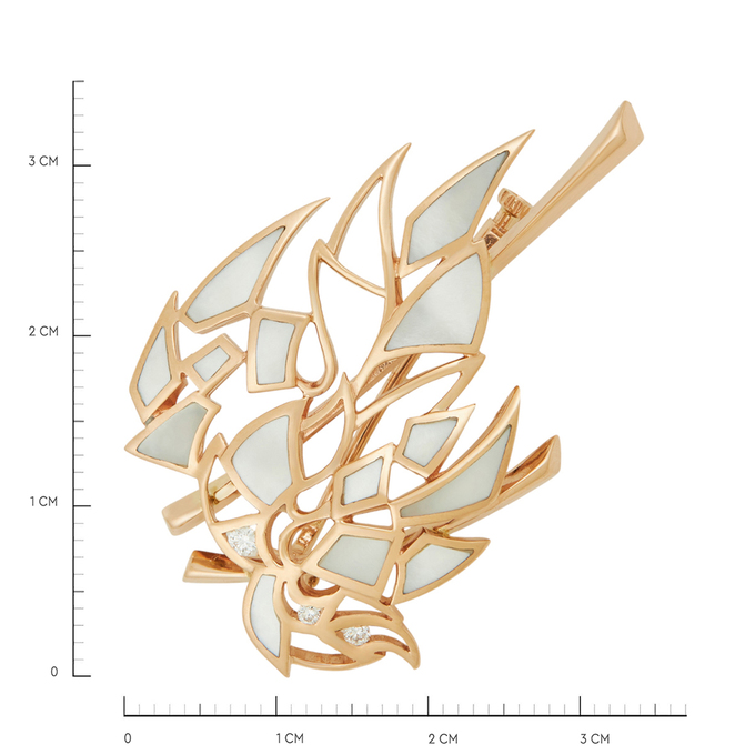 Брошь из золота 585 пробы c бриллиантами и перламутром, Л 5804 5972 за 75000