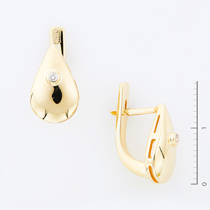 Серьги из золота 585 пробы c 2 бриллиантами