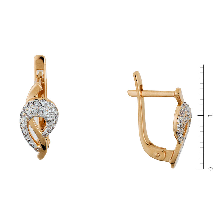 Серьги из красного золота 585 пробы c фианитами