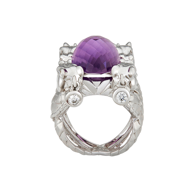 Кольцо из золота 750 пробы c аметистом и бриллиантами, Л 2812 0710 за 340000