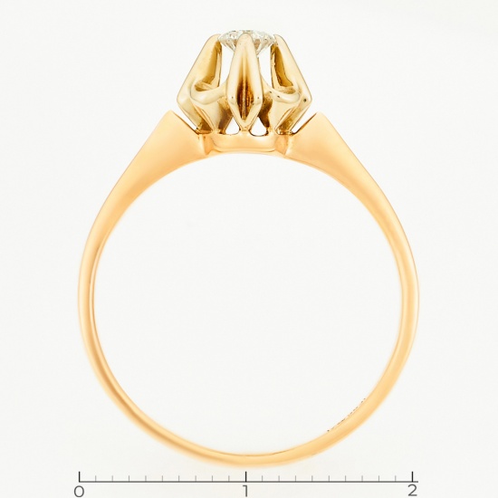 Кольцо из комбинированного золота 583 пробы c 1 бриллиантом, Л41049598 за 17160