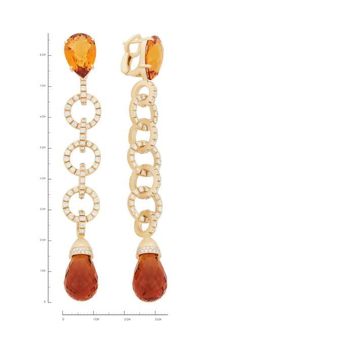 Серьги из золота 585 пробы c цитринами и бриллиантами, Л 2807 2818 за 320000