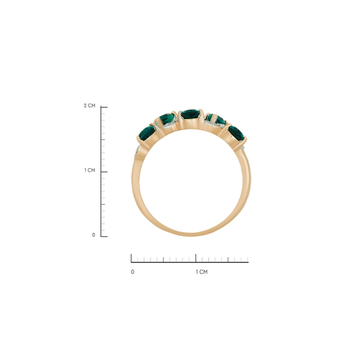 Кольцо из золота 585 пробы c бриллиантами и синтетическими изумрудами, Л 2908 6659 за 24720