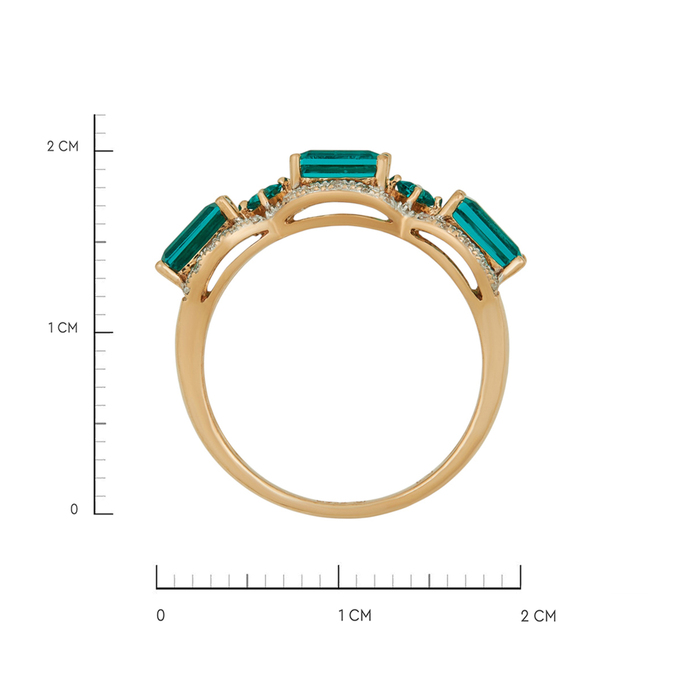 Кольцо из золота 585 пробы c бриллиантами и синтетическими изумрудами, Л 1811 9810 за 34400