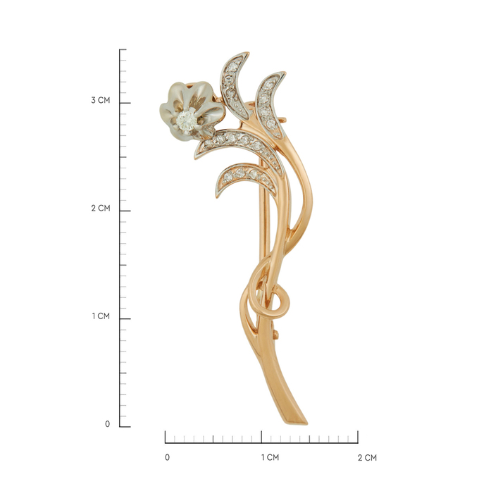 Брошь из золота 585 пробы c бриллиантами, Л 5703 8621 за 44720