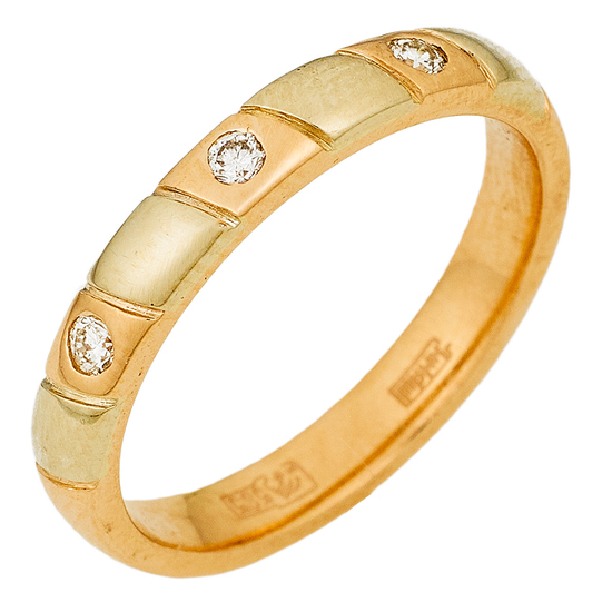 Кольцо из красного золота 585 пробы c 3 бриллиантами, Л35061994 за 14750
