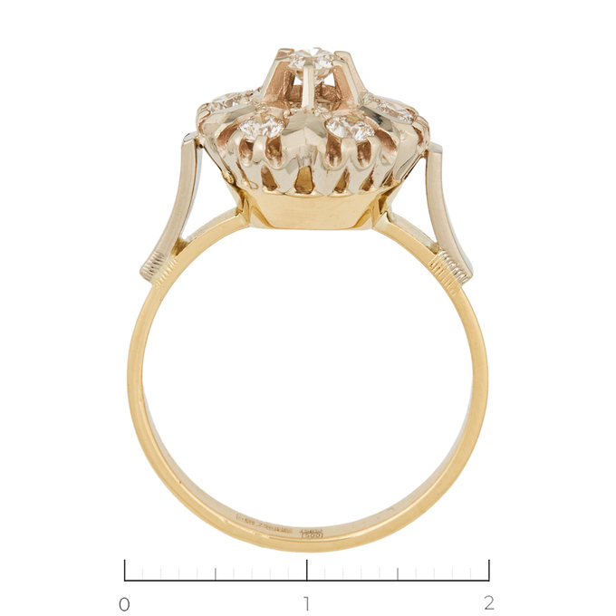 Кольцо из комбинированного золота 750 пробы c 7 бриллиантами, Л 1208 0381 за 73740
