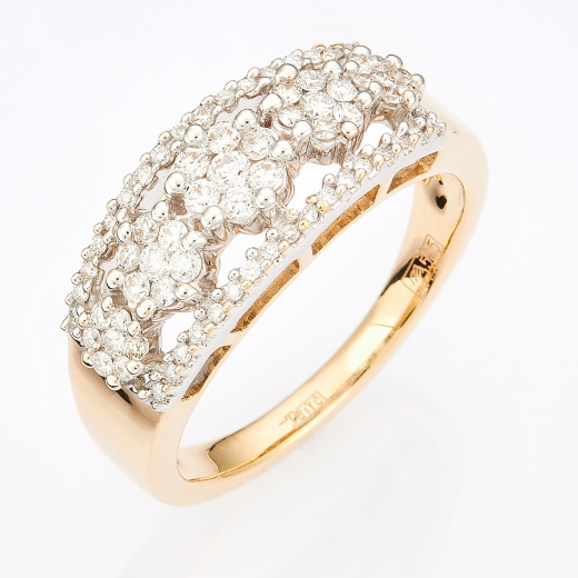 Кольцо из комбинированного золота 585 пробы c 69 бриллиантами Л30114153 фото 1