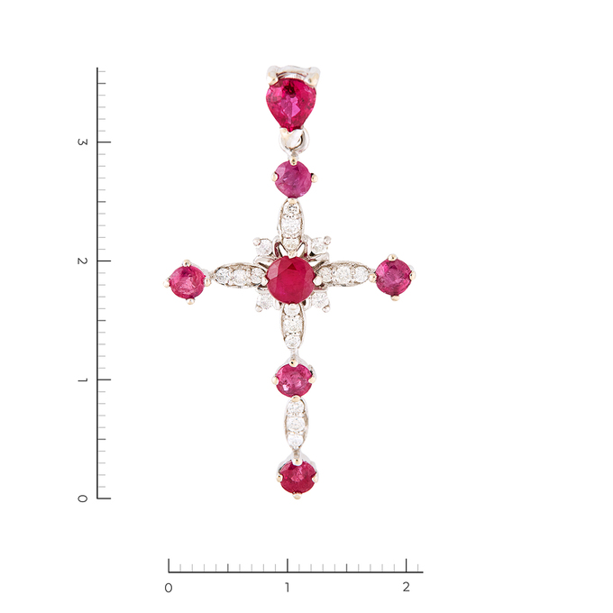 Подвеска из золота 750 пробы c 7 рубинами и 19 бриллиантами