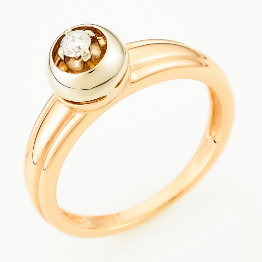 Кольцо из комбинированного золота 585 пробы c 1 бриллиантом Л35059456 фото 1