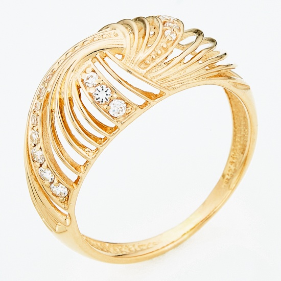 Кольцо из красного золота 585 пробы c фианитами