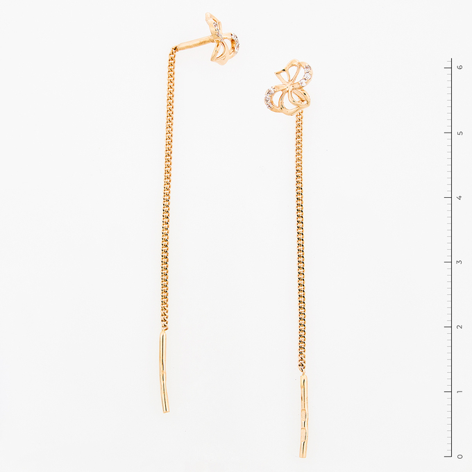 Серьги из красного золота 585 пробы c фианитами